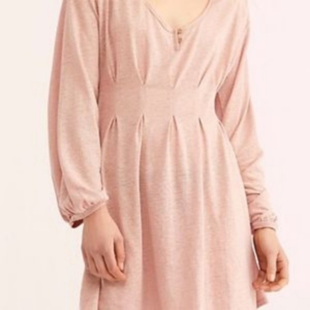 Free People Linen Papaya Long Sleeve Mini Dress - Picture 3 of 8